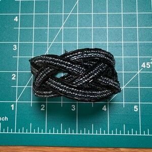 Beaded Braided Black Cuff Bracelet